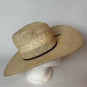 Rodeo King Natural Jute Woven Cowboy Western Hat 25X Long Oval Sz 6 7/8